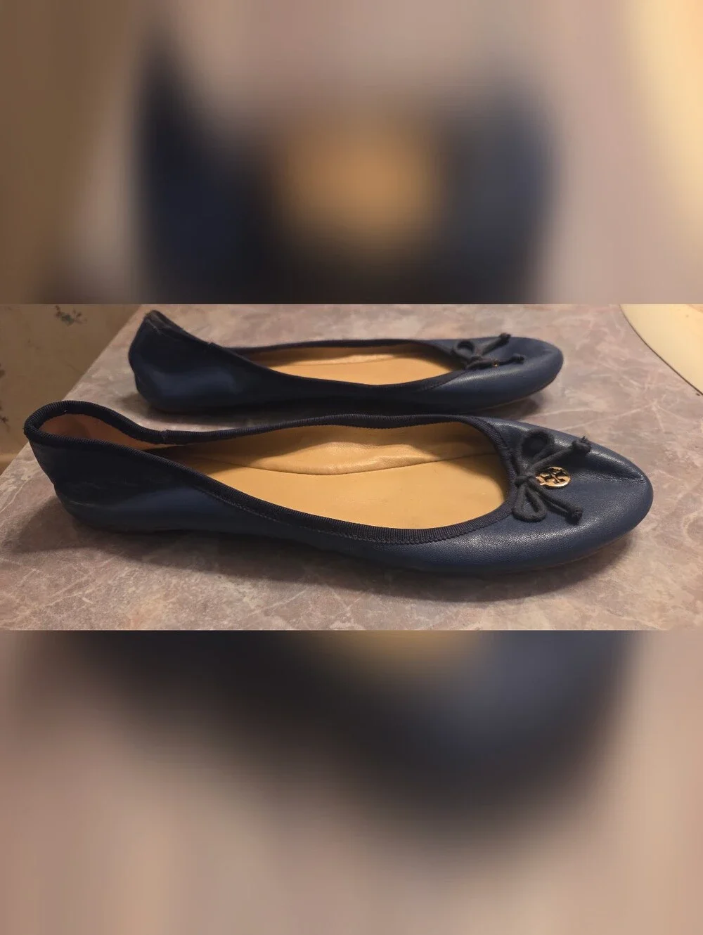 Tory Burch Navy Reva Ballet Flats